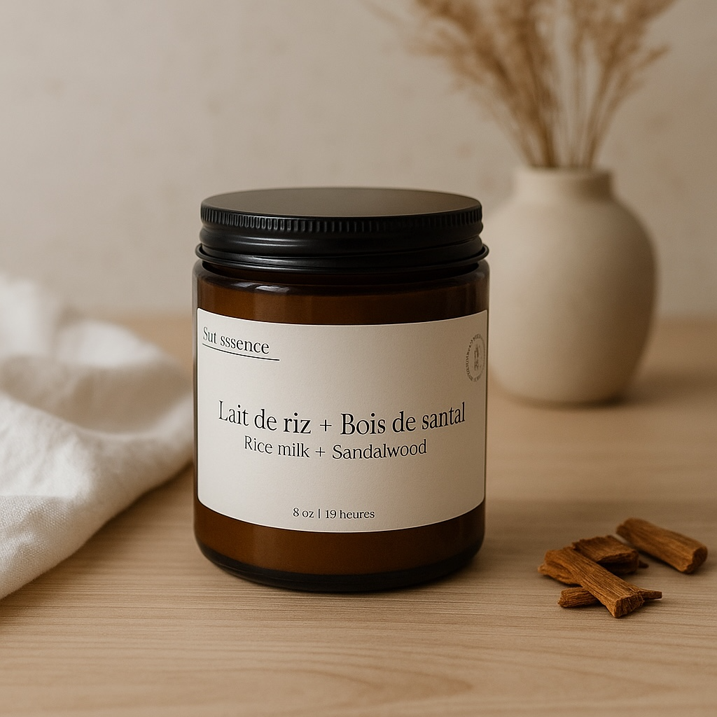 Bougie Lait de riz + Bois de santal