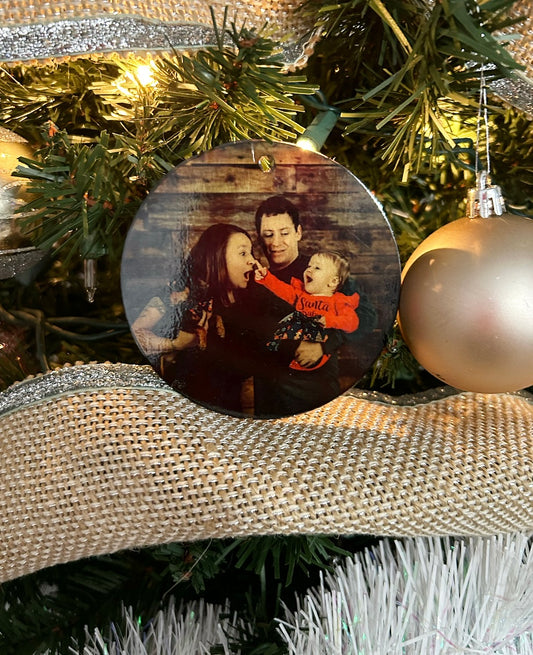 Personalized Christmas Ornament (Laminated Photo)