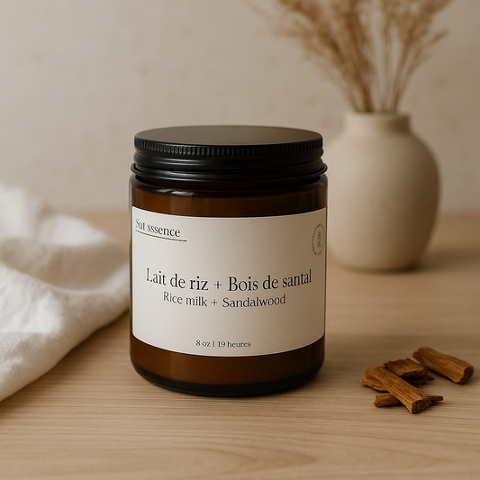 Bougie Lait de riz + Bois de santal