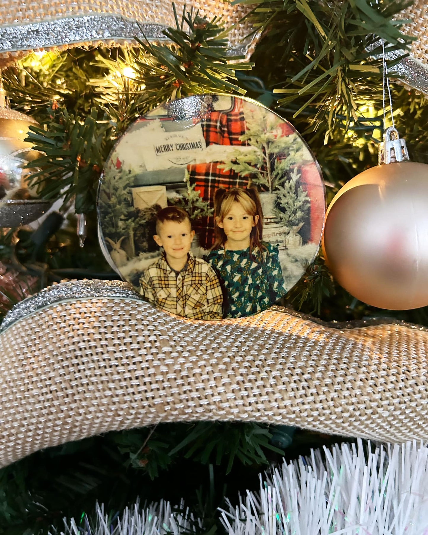 Personalized Christmas Ornament (Laminated Photo)